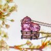 Collier Alice – pendentif double cœur zircon rose sur chaîne en acier inoxydable