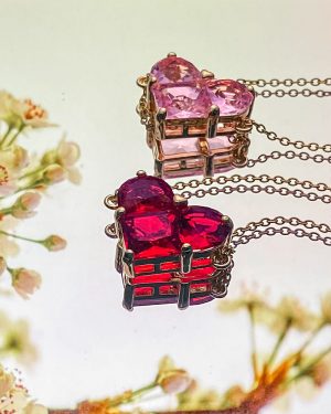 Collier Reine de Cœur – Double cœur en zircon & acier inoxydable doré ou platine - Minijoux